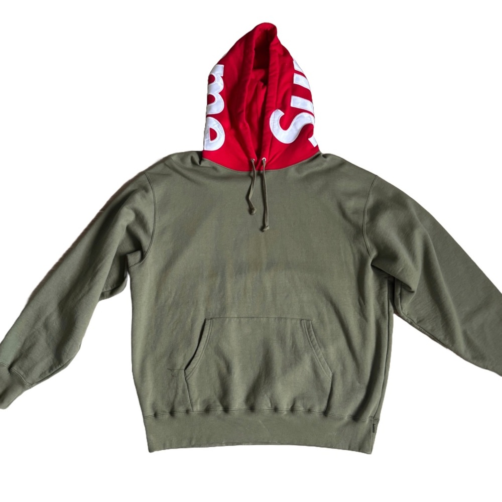 21AW Supreme Contrast Hooded Sweatshirt Red and Green Oversized Mens XL